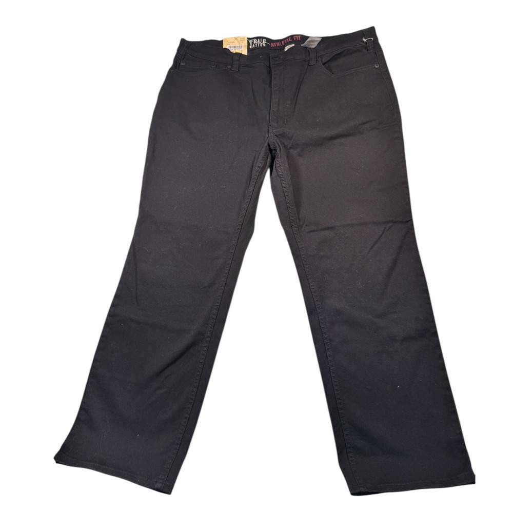 True Nation Mens Athletic Fit Stretch Black Jeans 42x30 Straight Leg‎ NWT